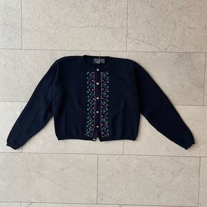 Crystal Embroidered Navy Cardigan